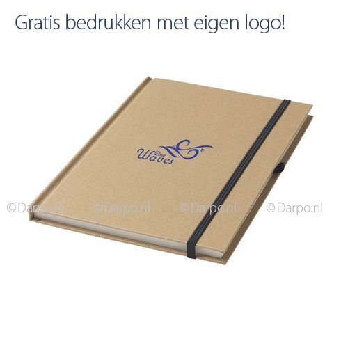 Skalk Tussendoortje Drastisch Relatiegeschenken met logo bedrukken bij DARPO Reklame - Eco A5  notitieboekjes